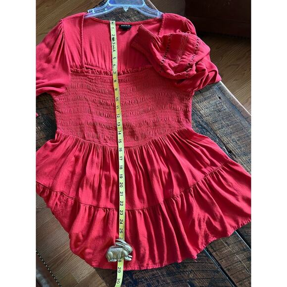 Not For Sale-Red Torrid Long sleeve Babydoll Lace Inset Smocked Square Neckline - Picture 14 of 15